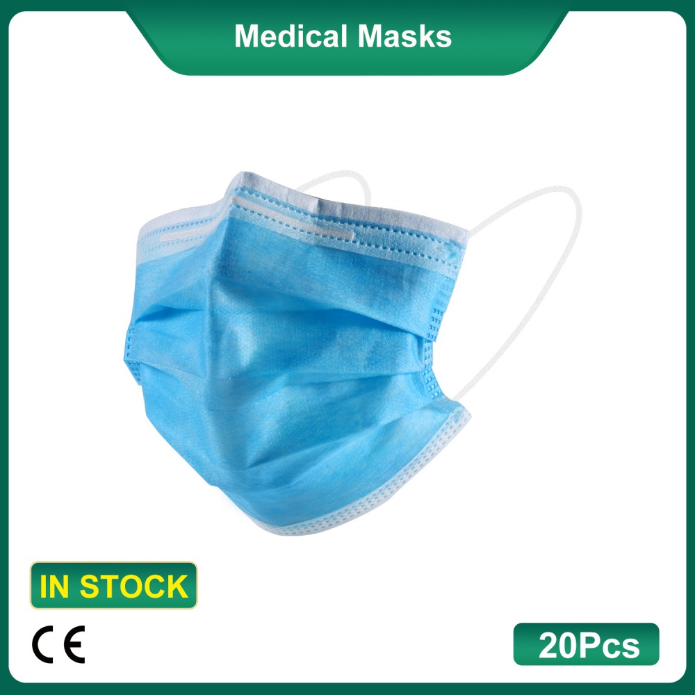 20Pcs/Pack (CE Certified) Disposable Face Masks Breathable 3-Layer Medical Masks (Vacuum Packaging) (Daily Production: 100K)